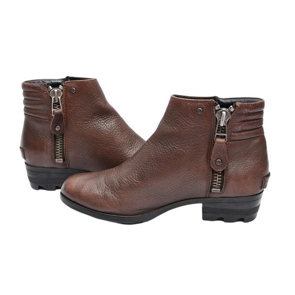 Sorel Shoes - SOREL Danica Womens Waterproof Side Zip Leather Ankle Chocolate Boot Size 7.5